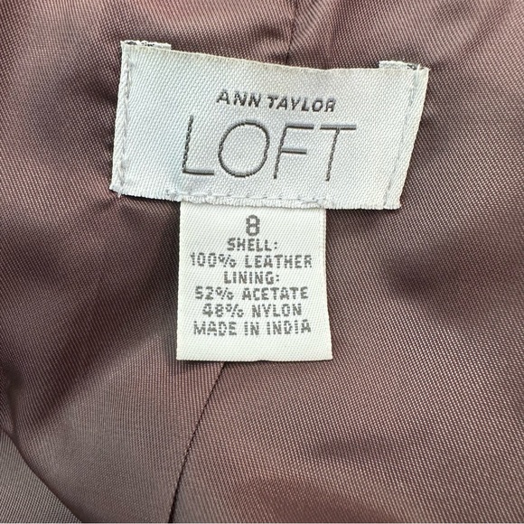 LOFT Brown Reptile Embossed Leather Two-Button Blazer Jacket - Picture 9 of 10